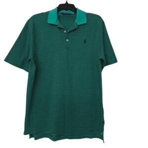 Polo Golf Ralph Lauren Pima Cotton Polo Shirt Teal Green Black Stripe Med Preppy
